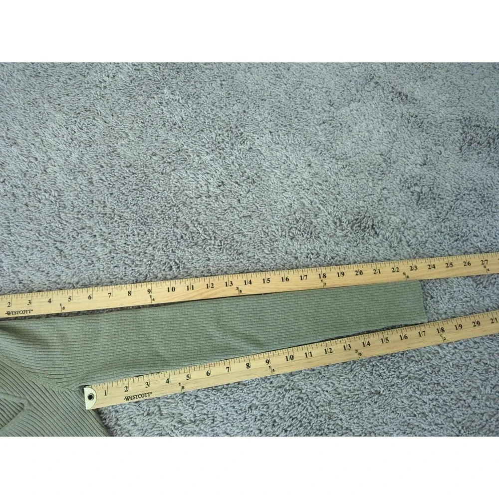 H&M Bodycon Dress Womens S Green Long Sleeve Square Neck Ribbed Knit Midi - Picture 4 of 8
